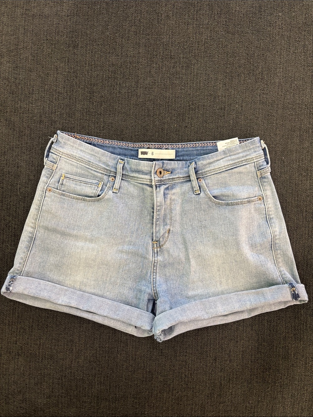 Levi's Light Blue Rolled Cuff Denim Shorts